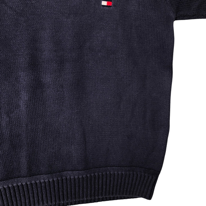 Vintage 90'S Tommy Hilfiger cotton knit sweater, size M, men's cotton navy blue type Vintage Second Hand