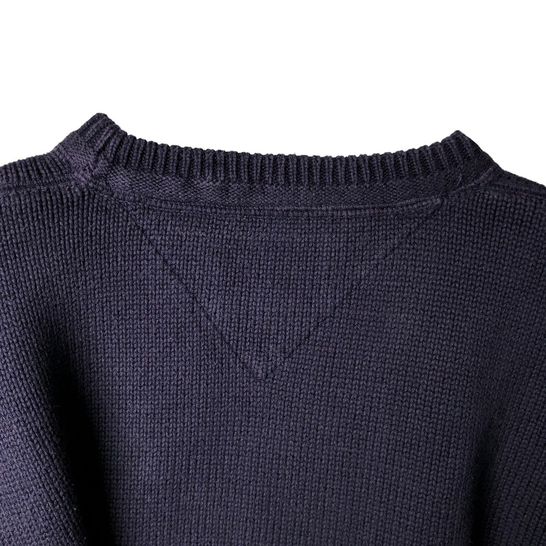 Vintage 90'S Tommy Hilfiger cotton knit sweater, size M, men's cotton navy blue type Vintage Second Hand