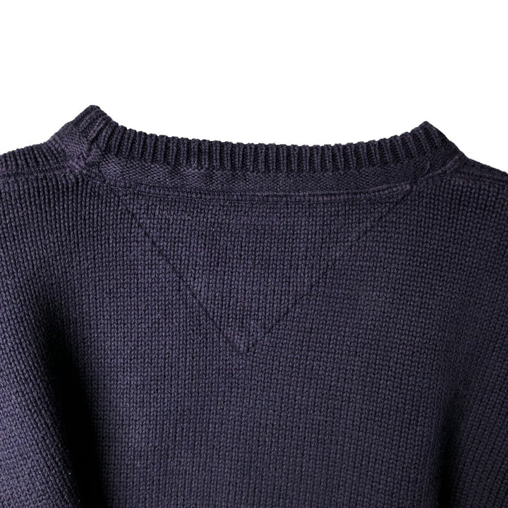 Vintage 90'S Tommy Hilfiger cotton knit sweater, size M, men's cotton navy blue type Vintage Second Hand