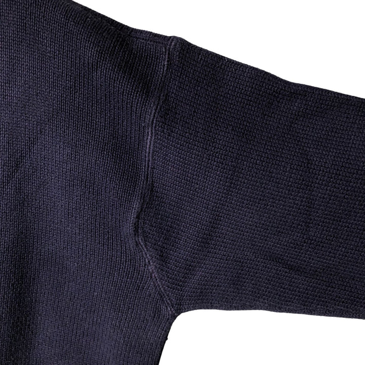 Vintage 90'S Tommy Hilfiger cotton knit sweater, size M, men's cotton navy blue type Vintage Second Hand