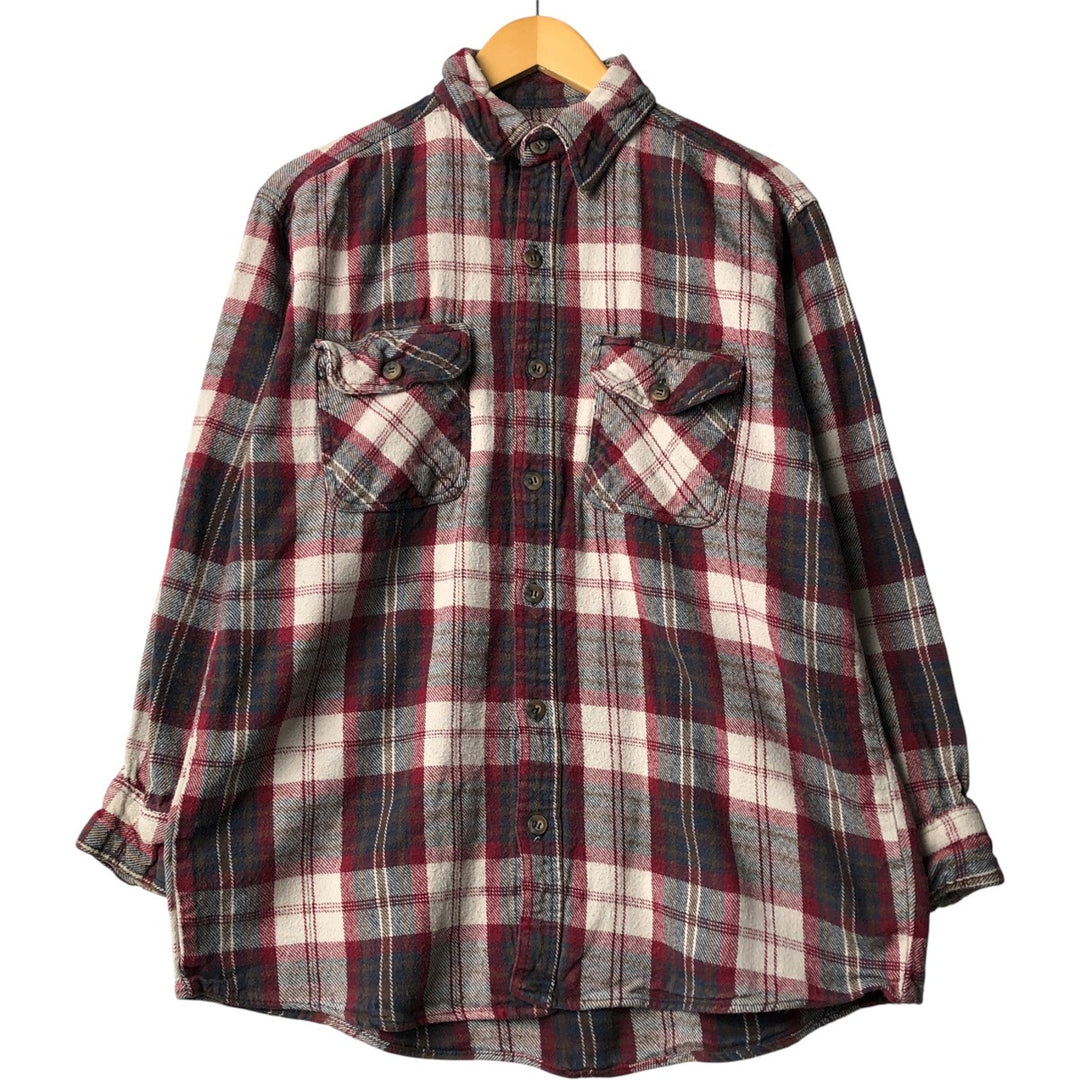 90'S - Vintage FIELDN FOREST Long Sleeve Flannel Check Shirt, Men's Size L cotton red type Vintage Second Hand