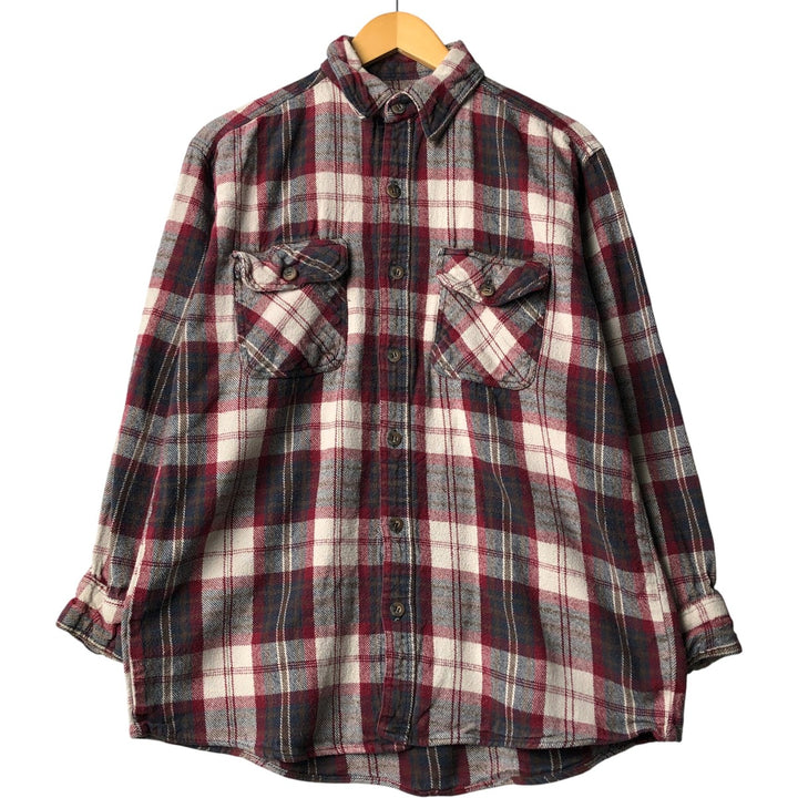 90'S - Vintage FIELDN FOREST Long Sleeve Flannel Check Shirt, Men's Size L cotton red type Vintage Second Hand