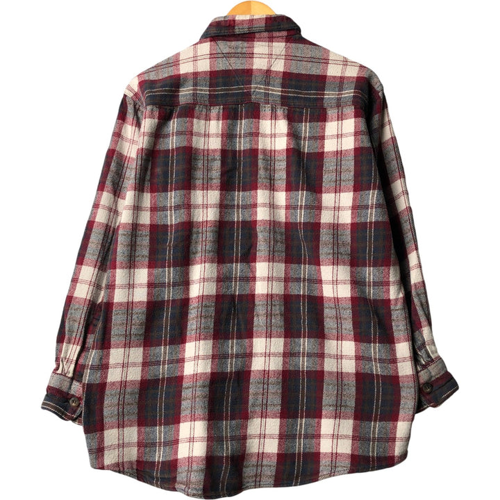 90'S - Vintage FIELDN FOREST Long Sleeve Flannel Check Shirt, Men's Size L cotton red type Vintage Second Hand