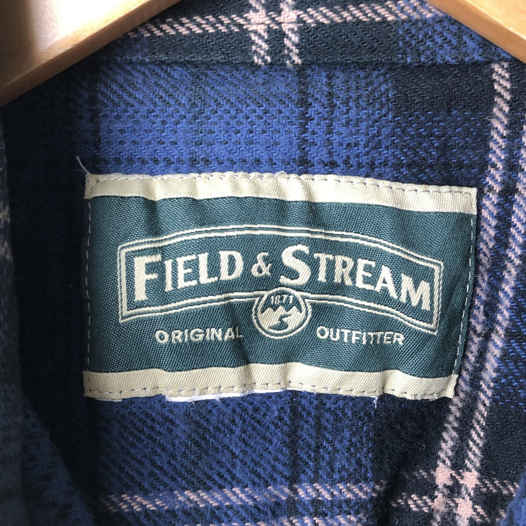 FIELD AND STREAM Long Sleeve Flannel Check Shirt, Men's Size L unclear blue type Vintage Second Hand