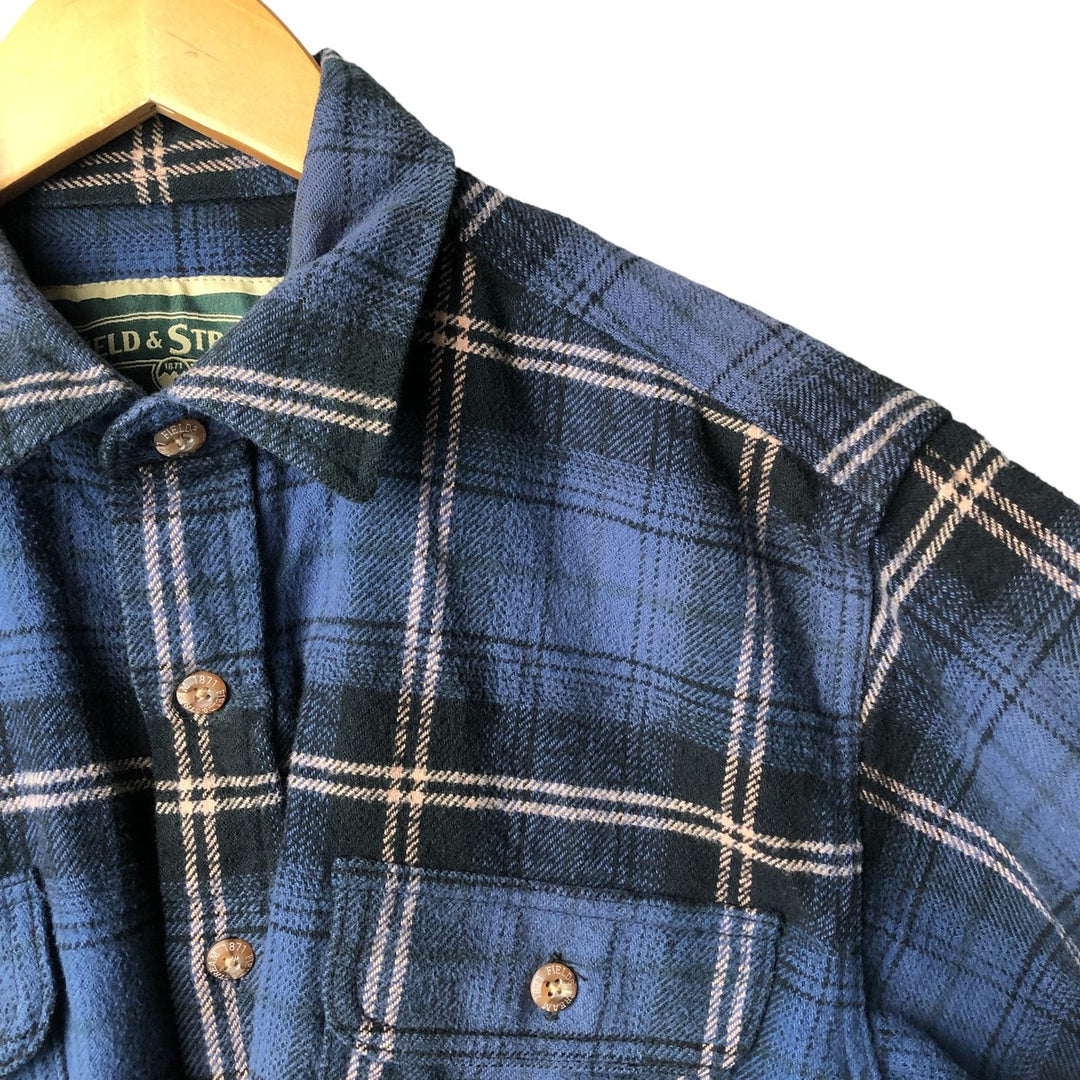 FIELD AND STREAM Long Sleeve Flannel Check Shirt, Men's Size L unclear blue type Vintage Second Hand