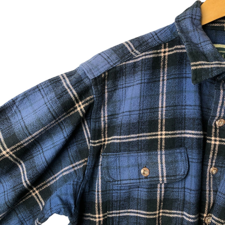 FIELD AND STREAM Long Sleeve Flannel Check Shirt, Men's Size L unclear blue type Vintage Second Hand