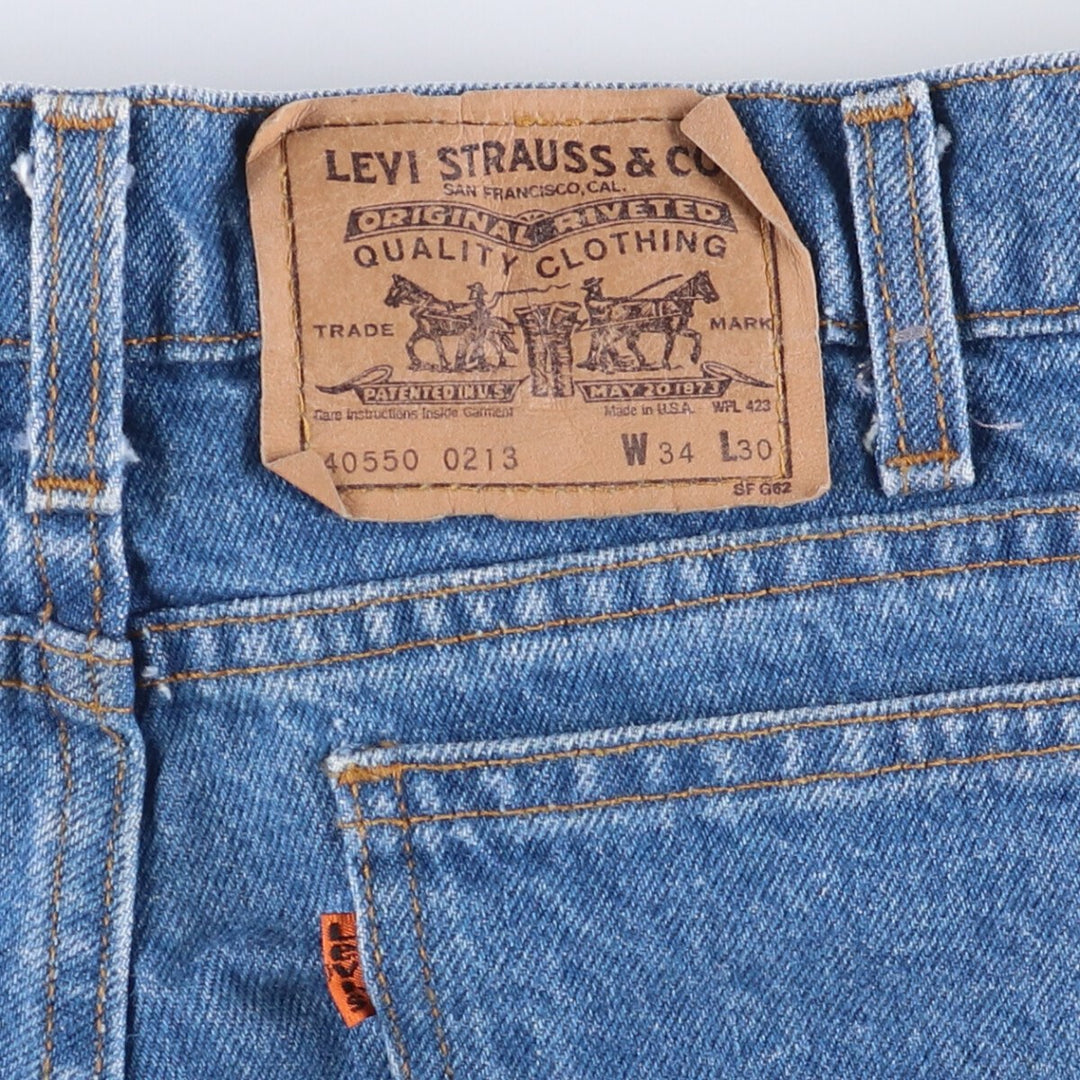 2000'S Levi's 550 Orange Tab Tapered Denim Pants, Made in USA, Men's Size 34 cotton blue type Vintage Second Hand