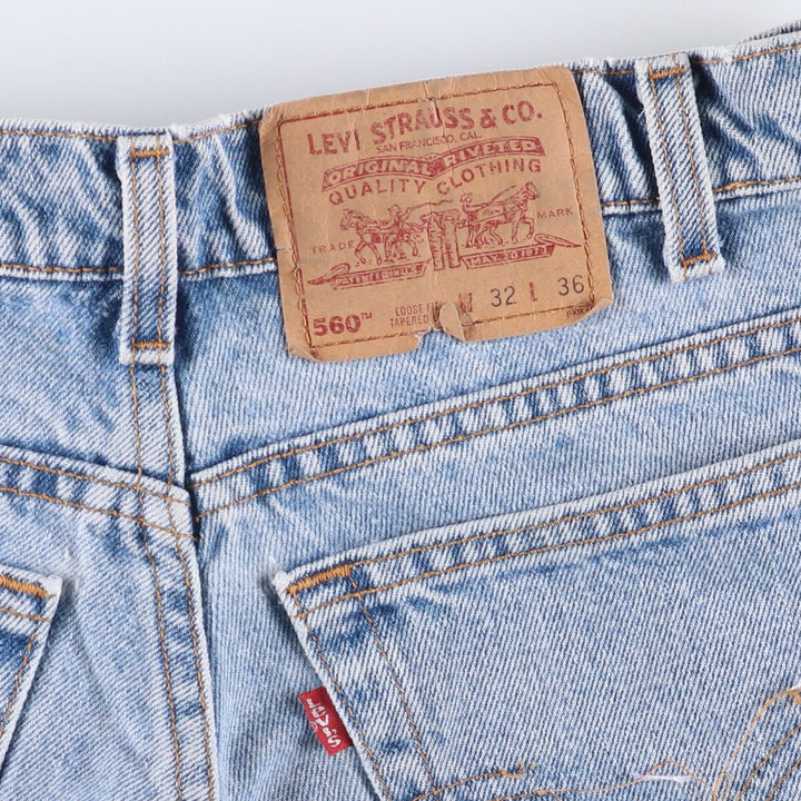 90'S Levi's 560-4891 Loose Fit Tapered Leg Denim Pants, Made in the USA, Men's, Size W31, Vintage cotton Blue type light blue Vintage Second Hand