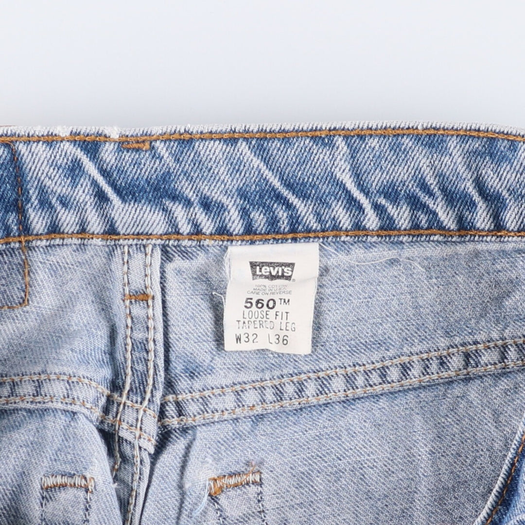 90'S Levi's 560-4891 Loose Fit Tapered Leg Denim Pants, Made in the USA, Men's, Size W31, Vintage cotton Blue type light blue Vintage Second Hand