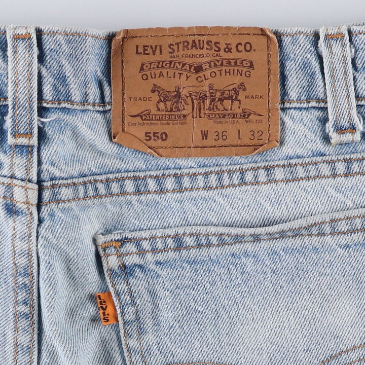 2000'S Levi's 550 Orange Tab Tapered Denim Pants, Made in USA, Men's Size 36 cotton Blue type light blue Vintage Second Hand
