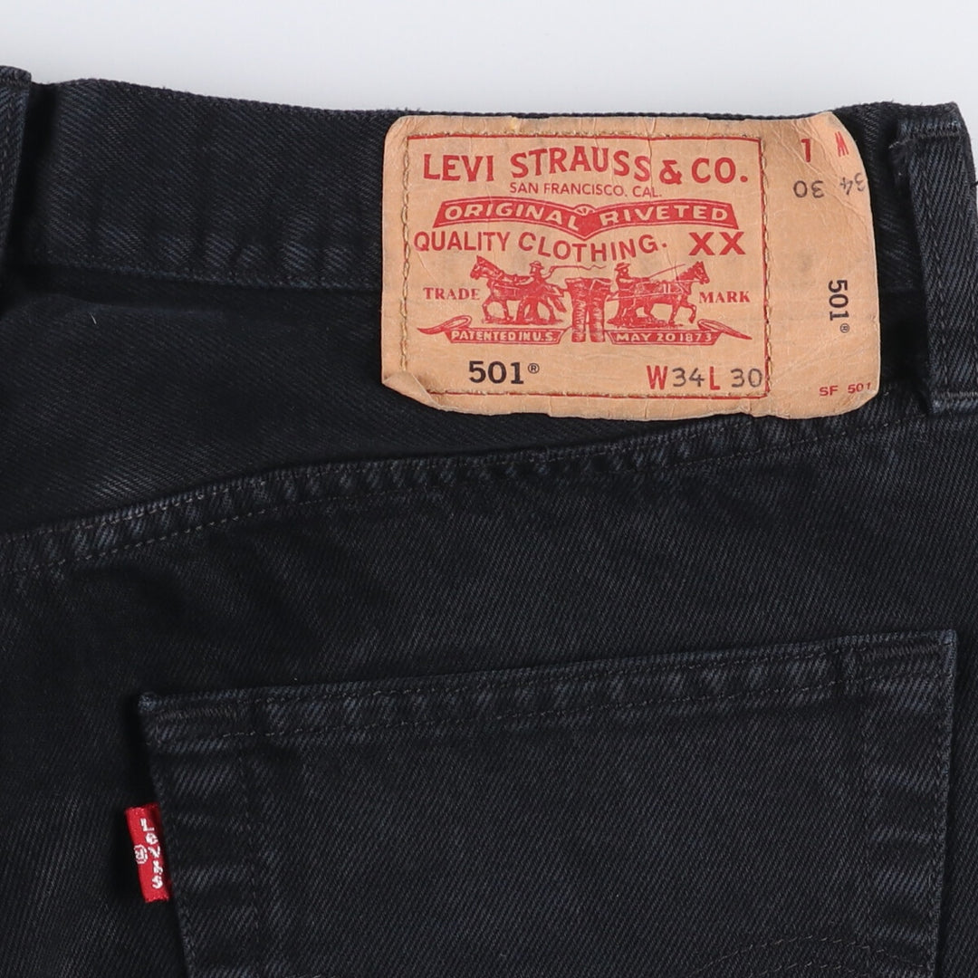 Levi's 501 Black Denim Straight Denim Pants for Men, W33 equivalent cotton black type Vintage Second Hand
