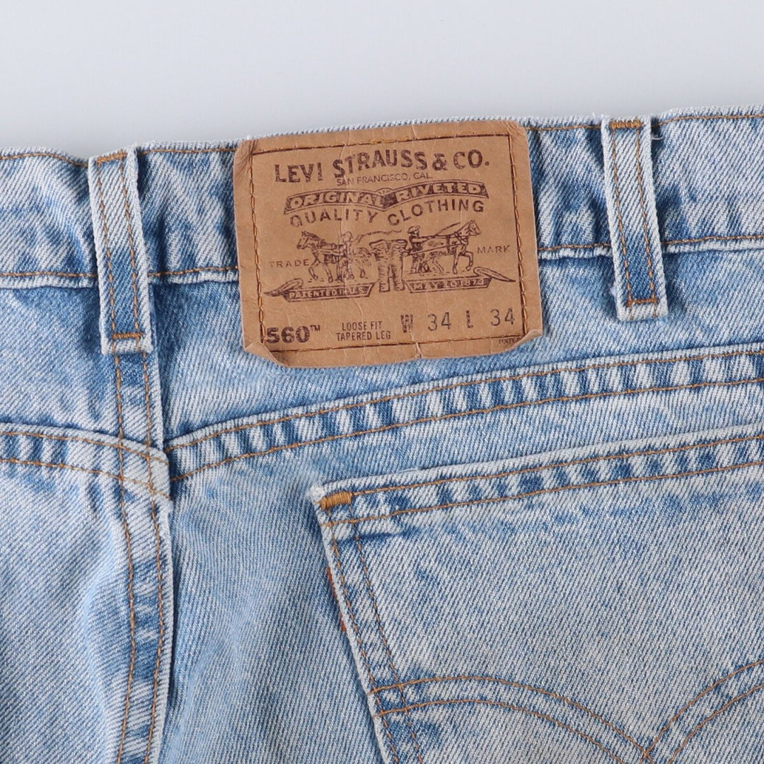 90'S Levi's 42560-0234 Loose Fit Tapered Leg Denim Pants, Made in USA, Men's Size 34 (Vintage) cotton Blue type light blue Vintage Second Hand