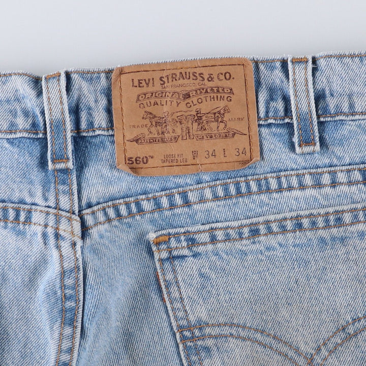 90'S Levi's 42560-0234 Loose Fit Tapered Leg Denim Pants, Made in USA, Men's Size 34 (Vintage) cotton Blue type light blue Vintage Second Hand
