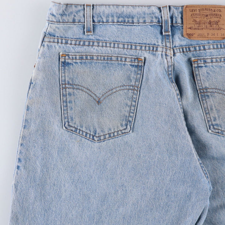 90'S Levi's 42560-0234 Loose Fit Tapered Leg Denim Pants, Made in USA, Men's Size 34 (Vintage) cotton Blue type light blue Vintage Second Hand