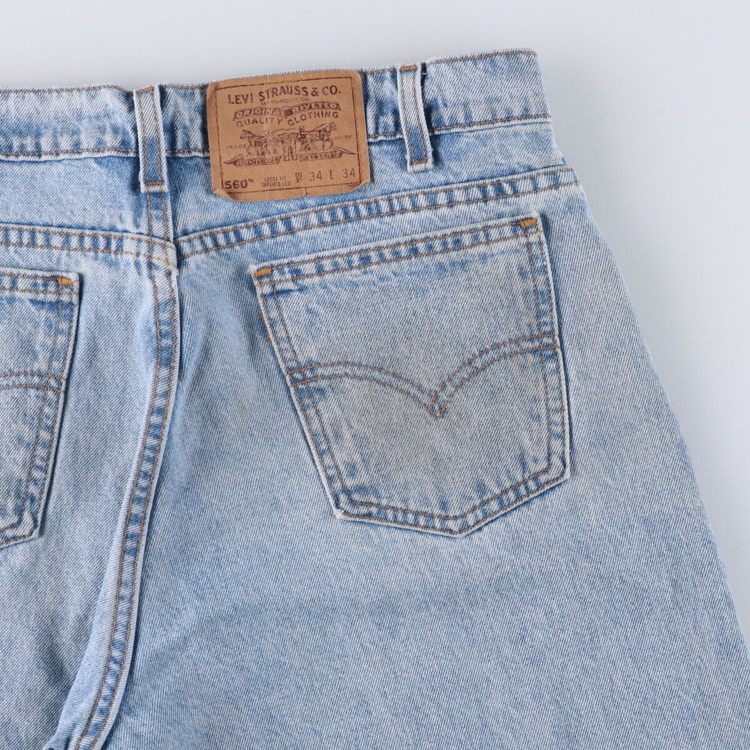 90'S Levi's 42560-0234 Loose Fit Tapered Leg Denim Pants, Made in USA, Men's Size 34 (Vintage) cotton Blue type light blue Vintage Second Hand