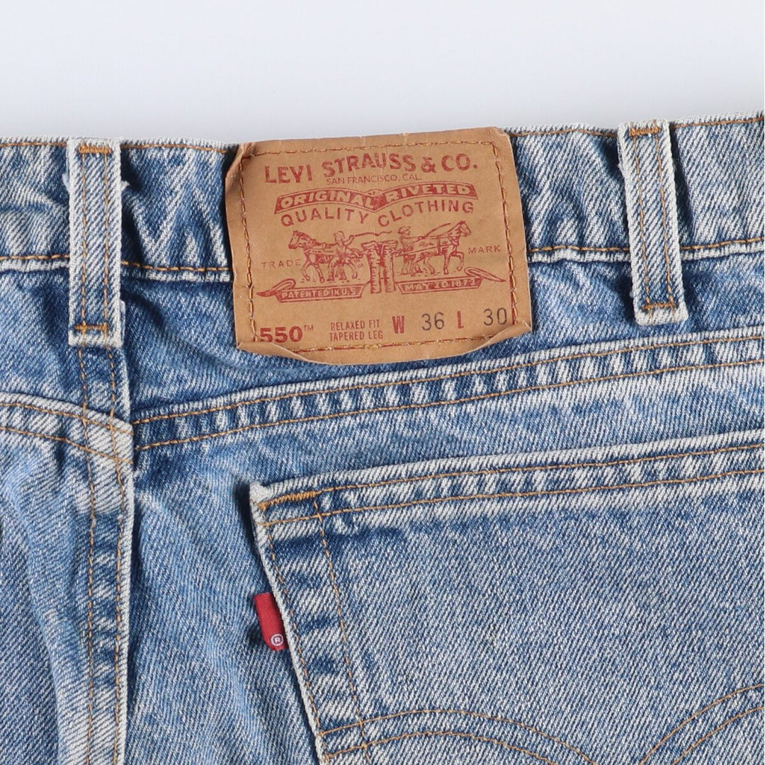 90'S Levi's 550-4891 Relaxed Fit Tapered Leg Denim Pants, Made in USA, Men's, Size 35, Vintage cotton blue type Vintage Second Hand