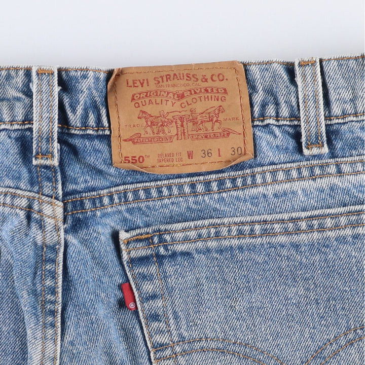 90'S Levi's 550-4891 Relaxed Fit Tapered Leg Denim Pants, Made in USA, Men's, Size 35, Vintage cotton blue type Vintage Second Hand