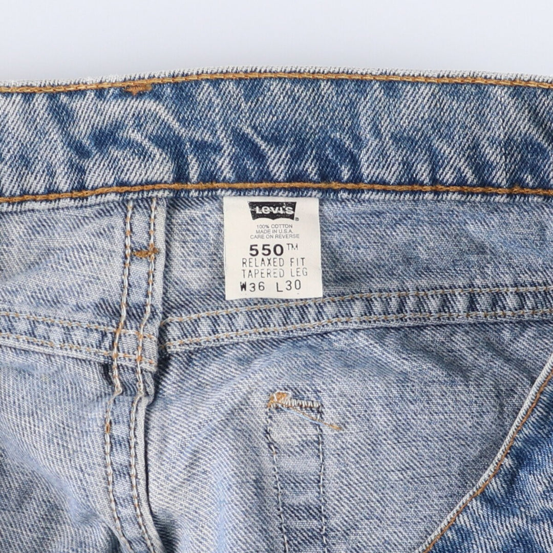 90'S Levi's 550-4891 Relaxed Fit Tapered Leg Denim Pants, Made in USA, Men's, Size 35, Vintage cotton blue type Vintage Second Hand