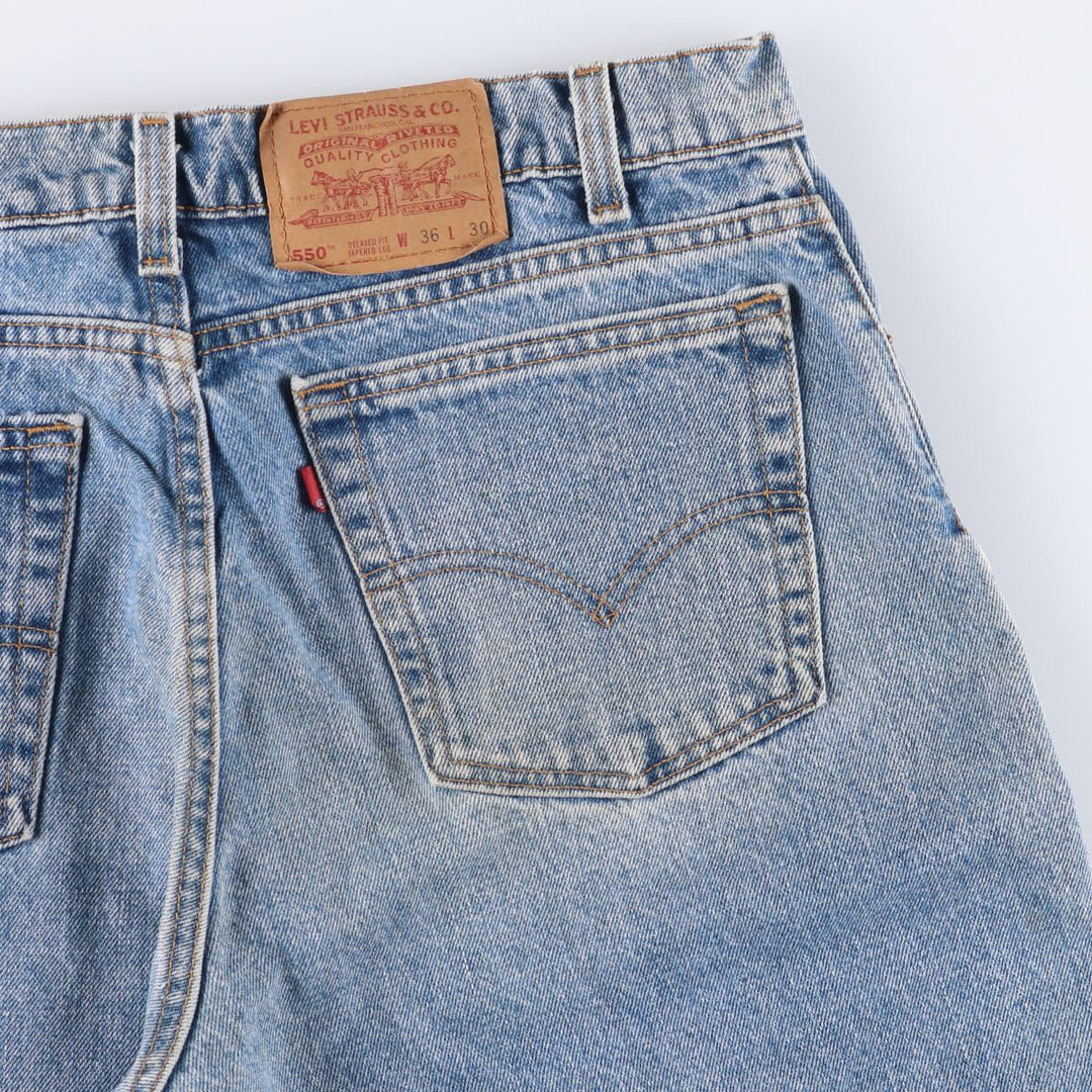 90'S Levi's 550-4891 Relaxed Fit Tapered Leg Denim Pants, Made in USA, Men's, Size 35, Vintage cotton blue type Vintage Second Hand