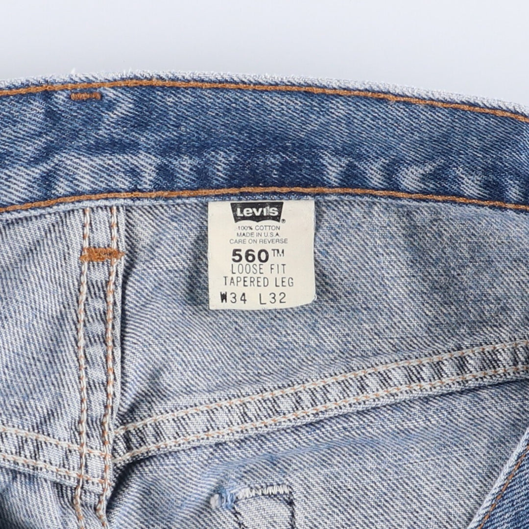 2000'S Levi's 560 Loose Fit Tapered Leg Denim Pants, Made in USA, Men's Size 33 cotton blue type Vintage Second Hand