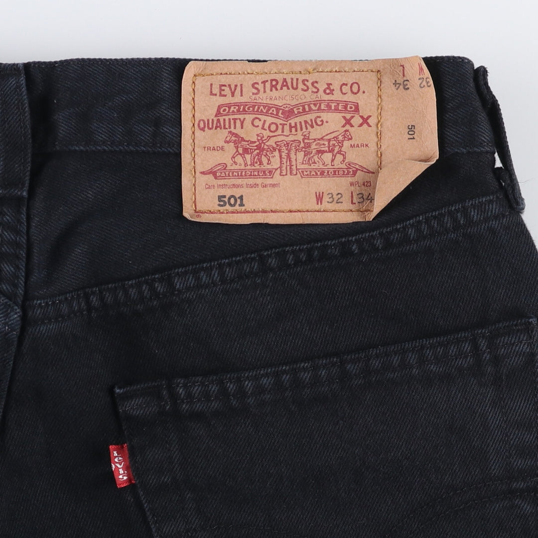 Levi's 501 Euro Model Black Denim Straight Leg Denim Pants, Men's Size W30 cotton black type Vintage Second Hand