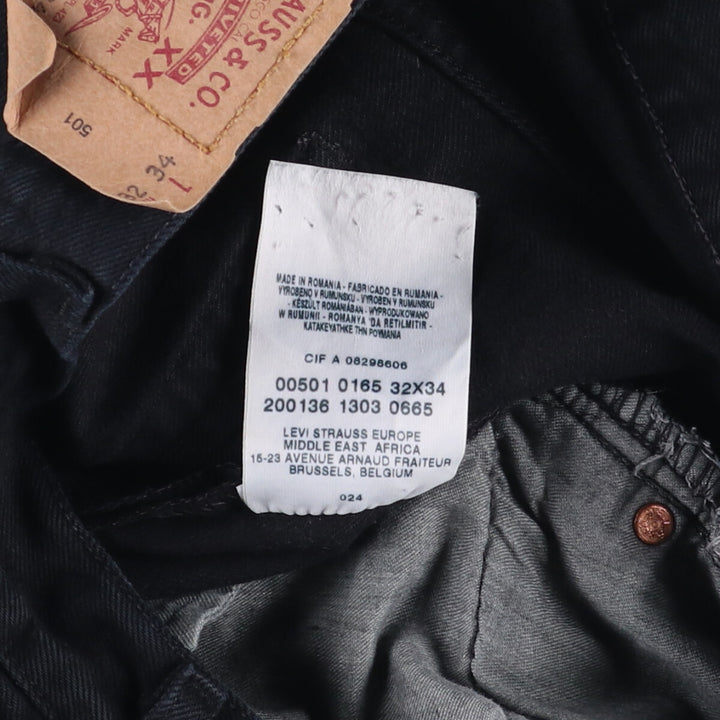 Levi's 501 Euro Model Black Denim Straight Leg Denim Pants, Men's Size W30 cotton black type Vintage Second Hand