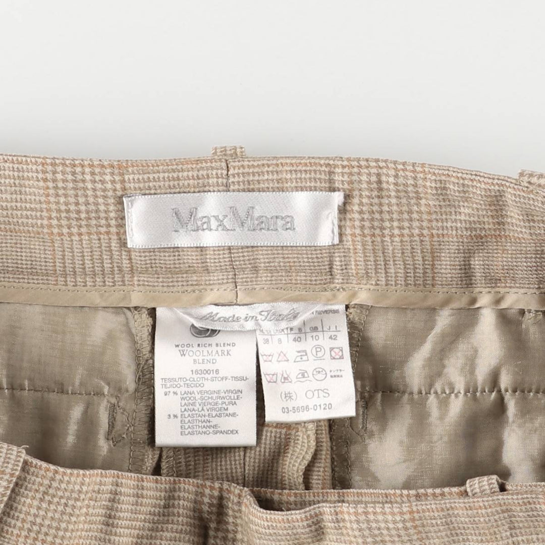 Max Mara glen plaid wool slacks, made in Italy, women's size L (w29) wool Beige type Vintage Second Hand