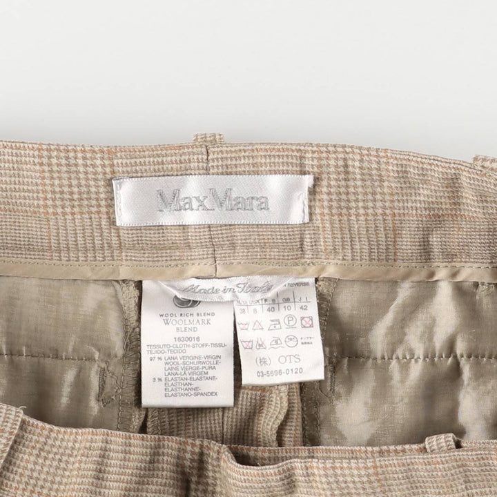 Max Mara glen plaid wool slacks, made in Italy, women's size L (w29) wool Beige type Vintage Second Hand