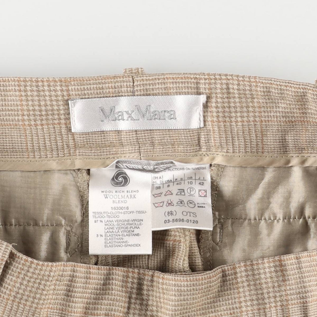 Max Mara glen plaid wool slacks, made in Italy, women's size L (w29) wool Beige type Vintage Second Hand