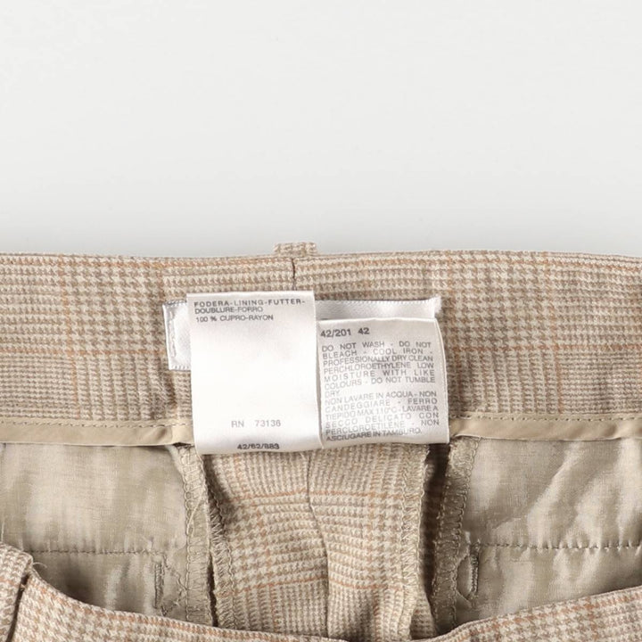 Max Mara glen plaid wool slacks, made in Italy, women's size L (w29) wool Beige type Vintage Second Hand