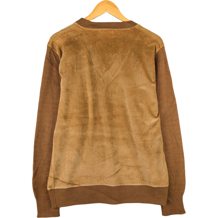Vintage 1970'S Lacoste IZOD V-neck acrylic knit sweater, men's size L acrylic beige type brown Vintage Second Hand