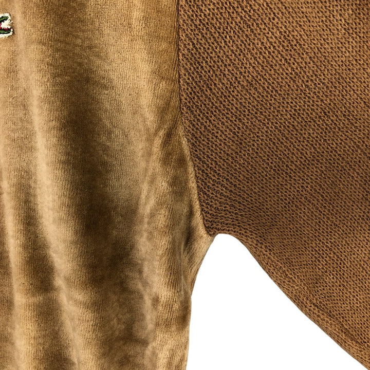 Vintage 1970'S Lacoste IZOD V-neck acrylic knit sweater, men's size L acrylic beige type brown Vintage Second Hand