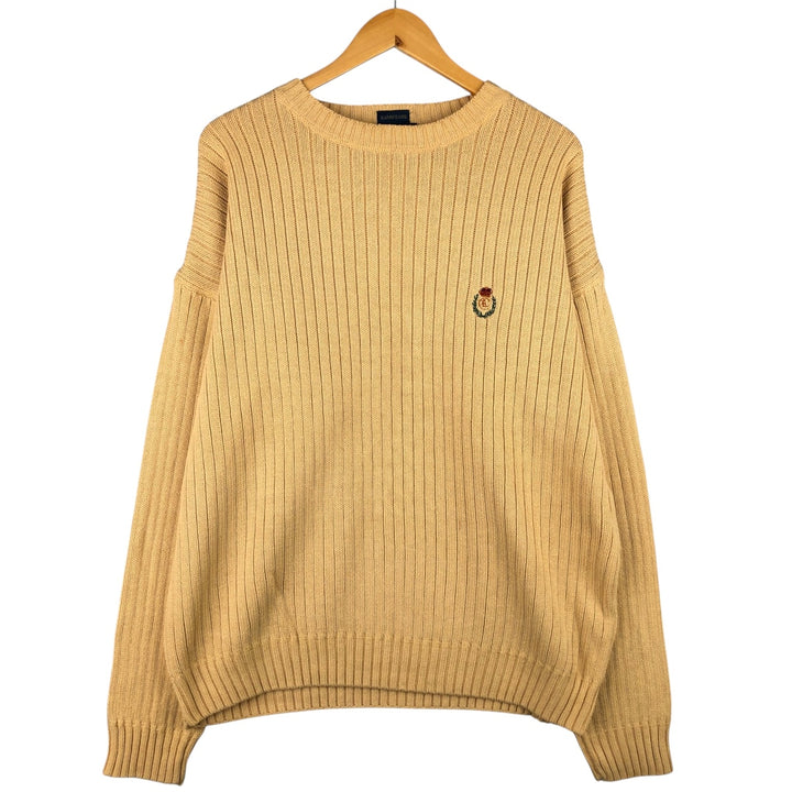 80'S Ralph Lauren CHAPS ribbed cotton knit sweater, men's size L, vintage cotton yellow type Vintage Second Hand