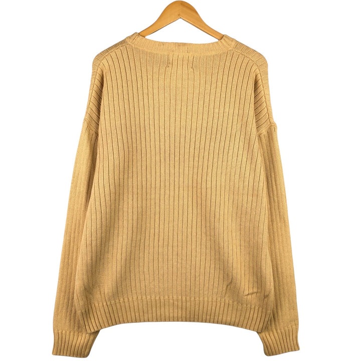 80'S Ralph Lauren CHAPS ribbed cotton knit sweater, men's size L, vintage cotton yellow type Vintage Second Hand