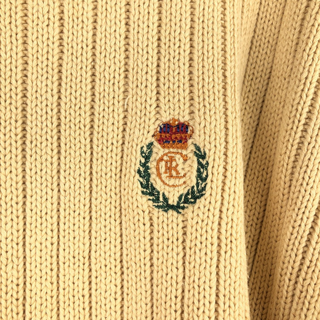 80'S Ralph Lauren CHAPS ribbed cotton knit sweater, men's size L, vintage cotton yellow type Vintage Second Hand