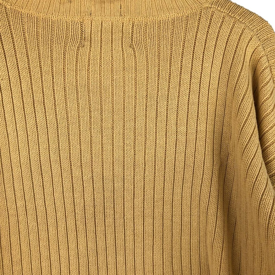 80'S Ralph Lauren CHAPS ribbed cotton knit sweater, men's size L, vintage cotton yellow type Vintage Second Hand
