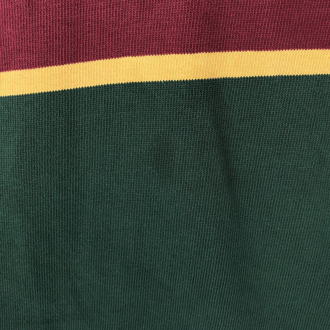 Lands' End Check Pattern Border Pattern Long Sleeve Rugby Shirt, Men's Size L cotton green type Vintage Second Hand