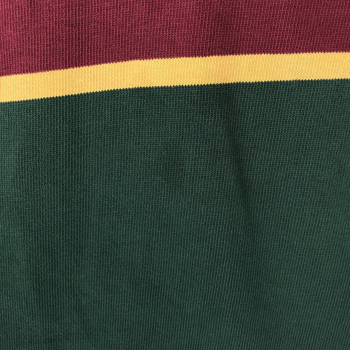 Lands' End Check Pattern Border Pattern Long Sleeve Rugby Shirt, Men's Size L cotton green type Vintage Second Hand