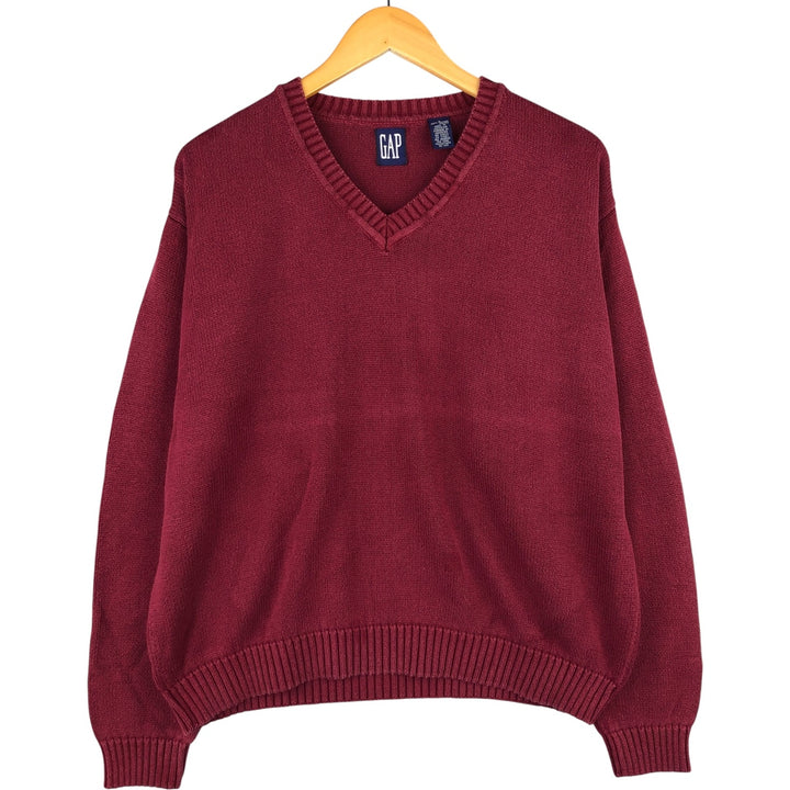 90'S GAP Old Gap V-neck cotton knit sweater, men's size S, vintage cotton burgundy type Vintage Second Hand