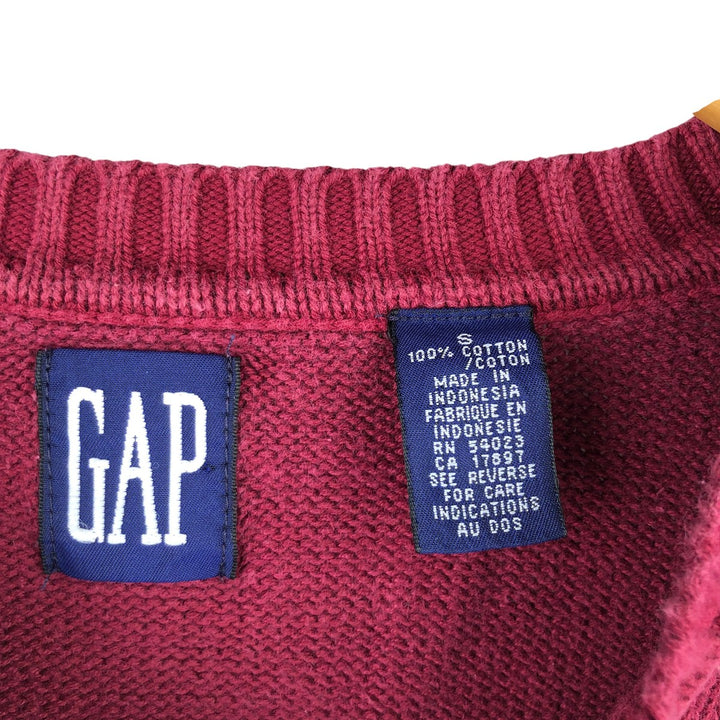 90'S GAP Old Gap V-neck cotton knit sweater, men's size S, vintage cotton burgundy type Vintage Second Hand