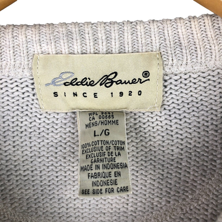 Eddie Bauer Cotton Knit Sweater, Men's Size L cotton ivory Vintage Second Hand