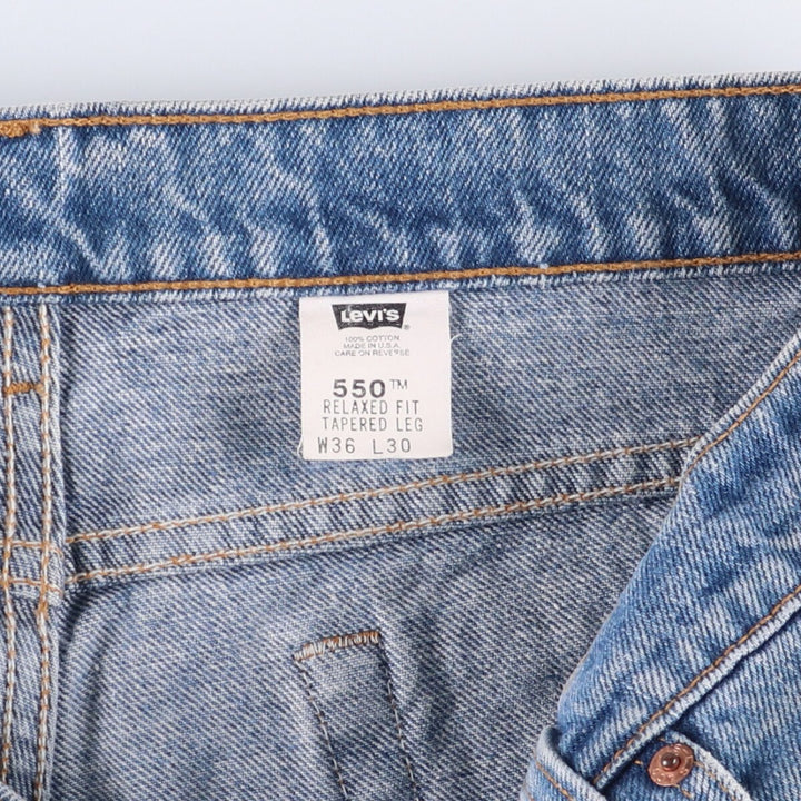 90'S Levi's 00550-4891 Relaxed Fit Tapered Leg Denim Pants, Made in USA, Men's Size 36 (Vintage) cotton Blue type light blue Vintage Second Hand