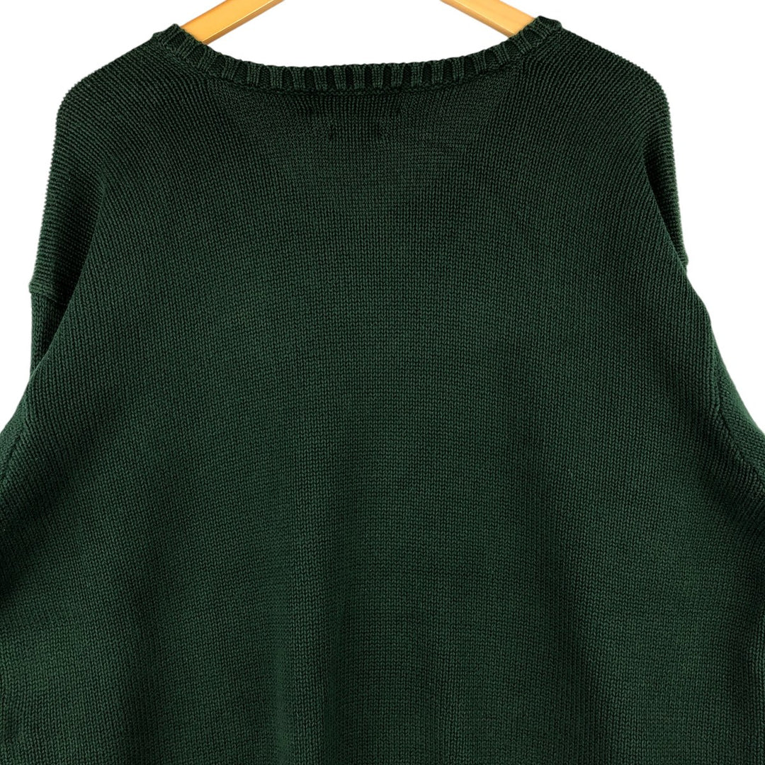 Ralph Lauren POLO by Ralph Lauren V-neck cotton knit sweater, men's size XXL cotton Green type dark green Vintage Second Hand