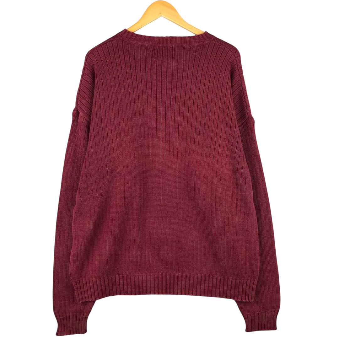 Ralph Lauren Chaps cable knit cotton sweater, men's size XL cotton red type reddish brown Vintage Second Hand