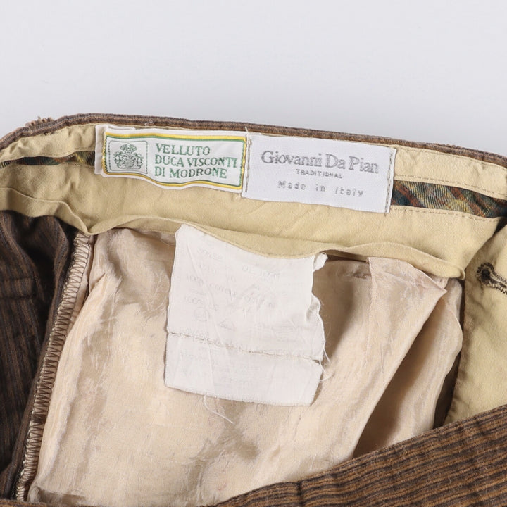 Giovanni Da Pian Corduroy Pants, Made in Italy, Men's, Size W35 cotton brown type Vintage Second Hand