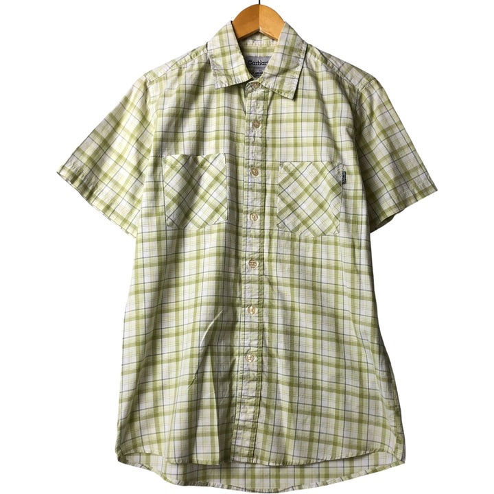 Carhartt Check Pattern Short Sleeve Work Shirt, Men's M cotton green type Vintage Second Hand