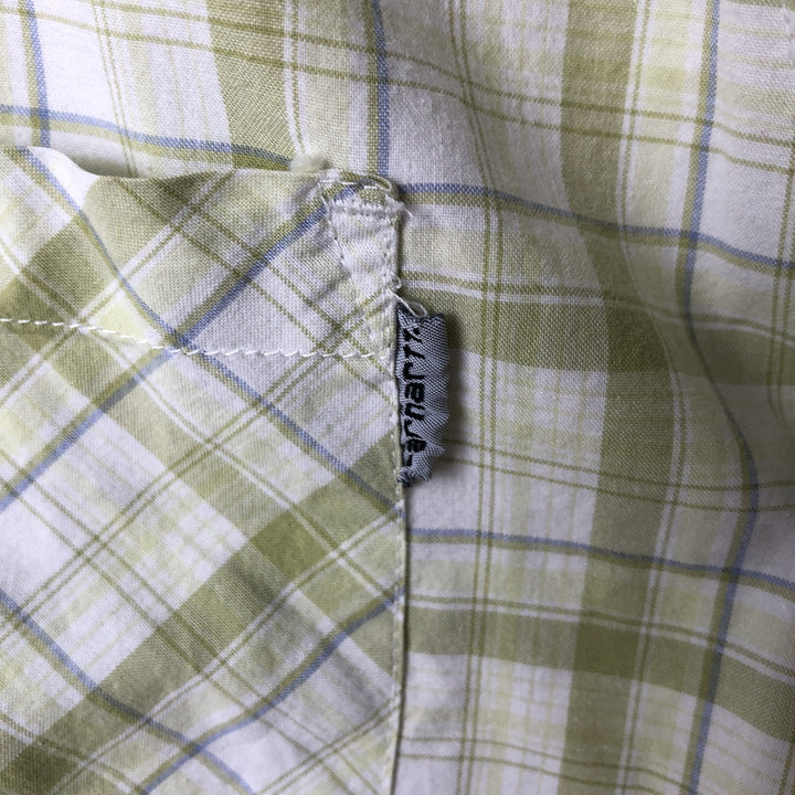 Carhartt Check Pattern Short Sleeve Work Shirt, Men's M cotton green type Vintage Second Hand