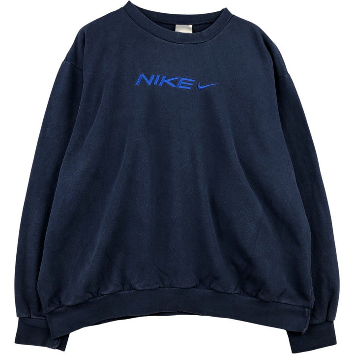 2000'S Nike logo sweatshirt, men's size XL cotton navy blue type Vintage Second Hand