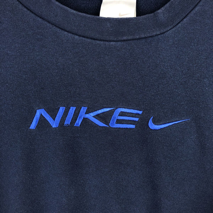 2000'S Nike logo sweatshirt, men's size XL cotton navy blue type Vintage Second Hand
