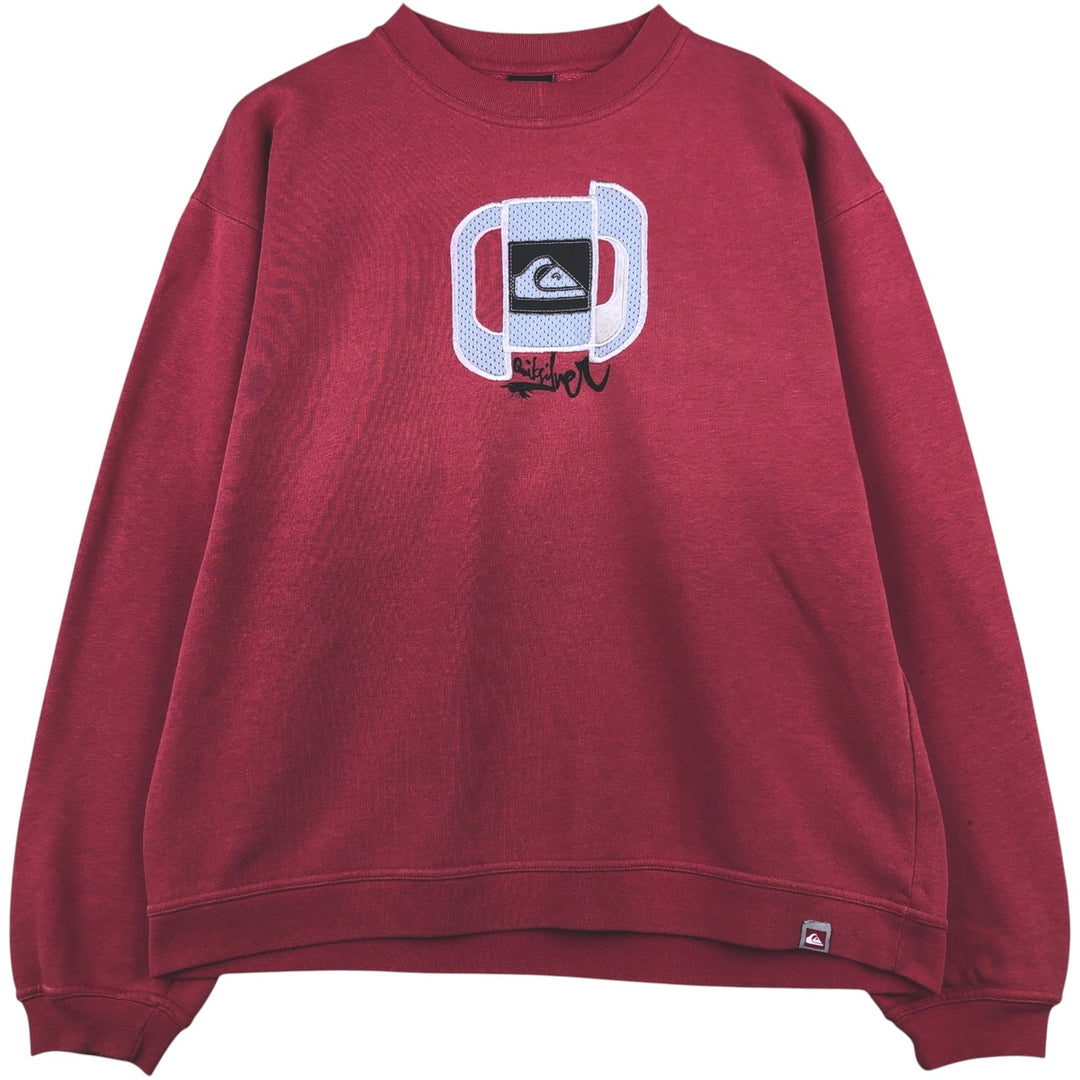 Vintage 90'S QUIKSILVER logo sweatshirt, made in Portugal, men's size L cotton burgundy type Vintage Second Hand